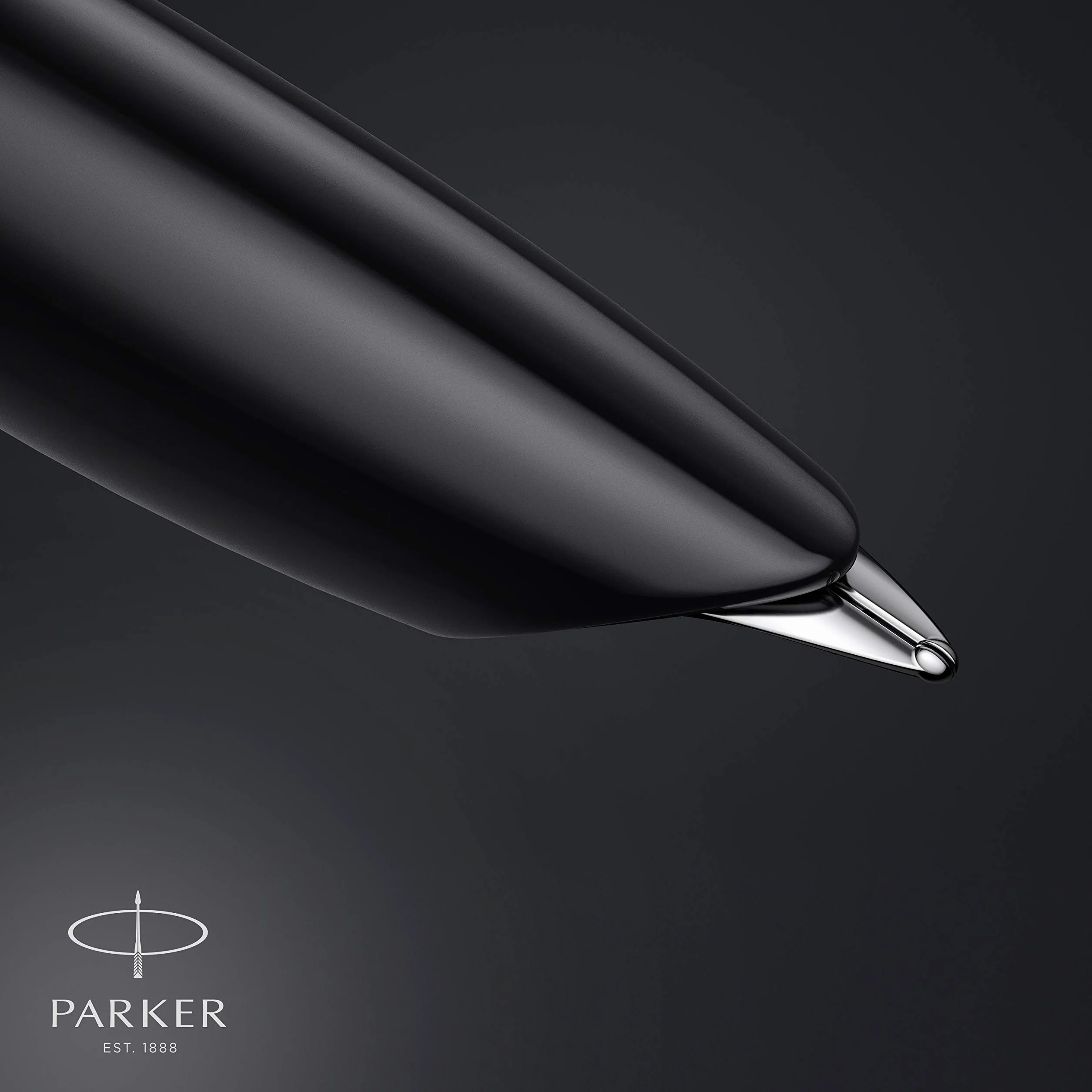 Parker 51 pluma estilográfica | cuerpo negro con adorno cromado | plumín fino con cartucho de tinta negra | estuche de regalo