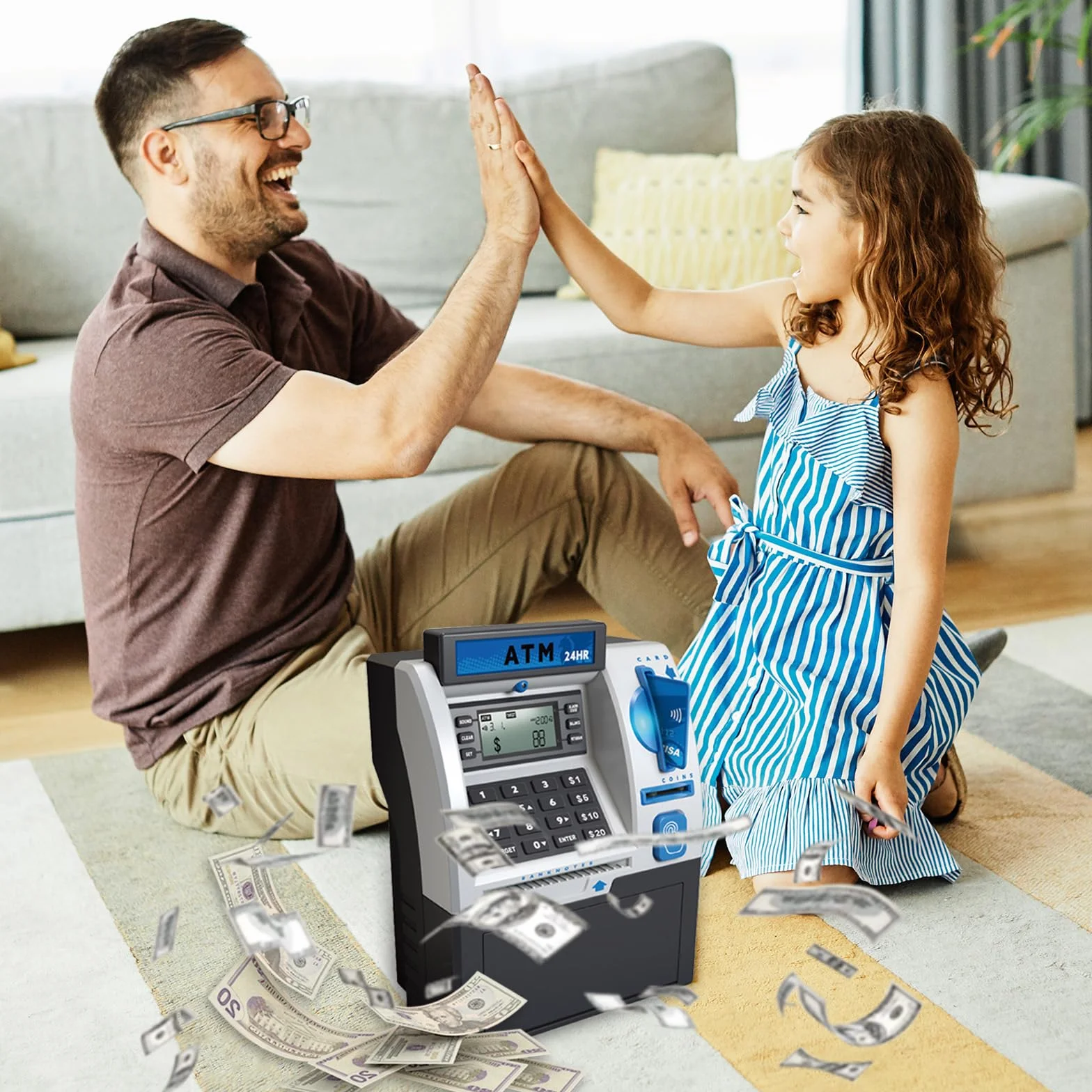 Alcancía Electrónica, Caja de Dinero con Contraseña Cajero Automatico Digital Mi-ni Caja Fuerte Electrónica Electronicas con Tarjeta de Débito para Cajero Automático Bancos Huchas