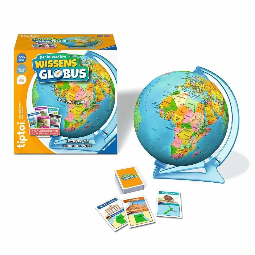 Ravensburger tiptoi Game 00107 - El Globo del Conocimiento Interactivo: Globo de Aprendizaje para niños de 7 años o más, Juguetes para niños y niñas, para 1 a 4 Jugadores