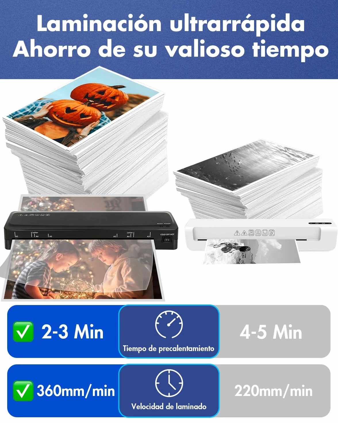 Plastificadora A3 Máquina de Laminadora, Fría de calentamiento con cortador de Papel, 5 en 1 plastificadora A3 portátil para hogar/oficina/escuela