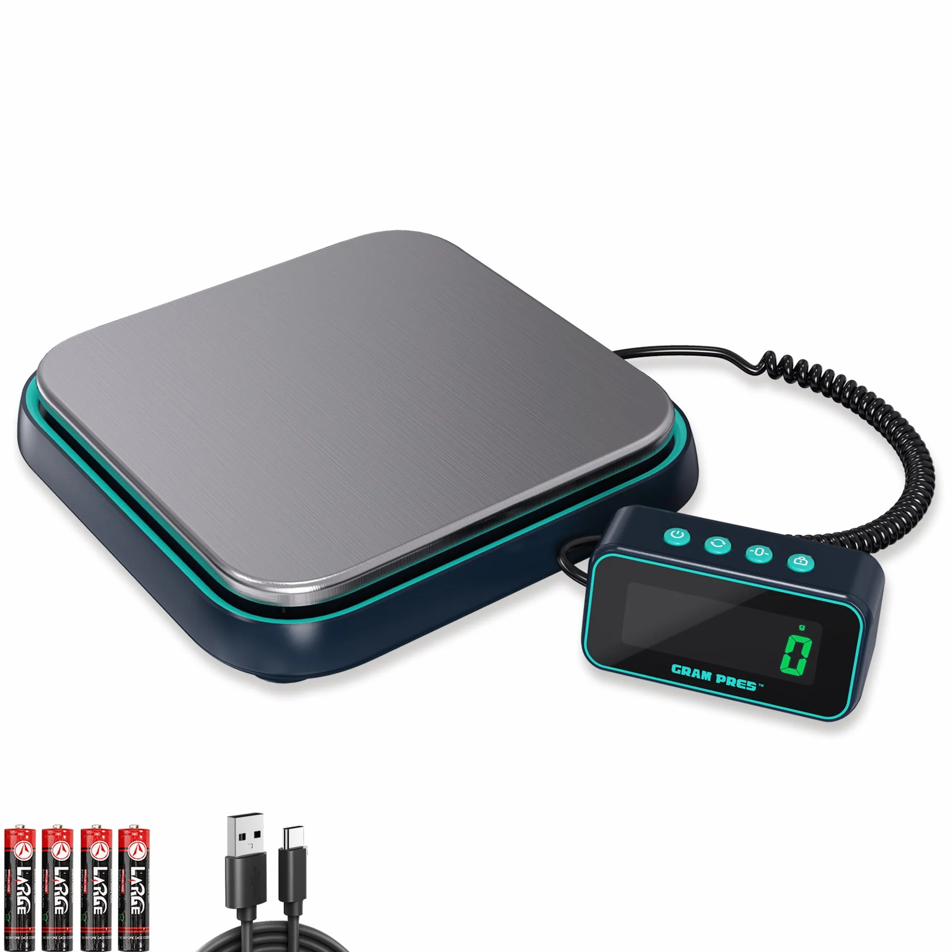 GRAM PRES Báscula de correo digital, 86 lbs/0,1 oz de alta precisión para paquetes con Hold/Tara/pantalla LCD separada, báscula postal de acero inoxidable, báscula de paquetes para pequeñas empresas,