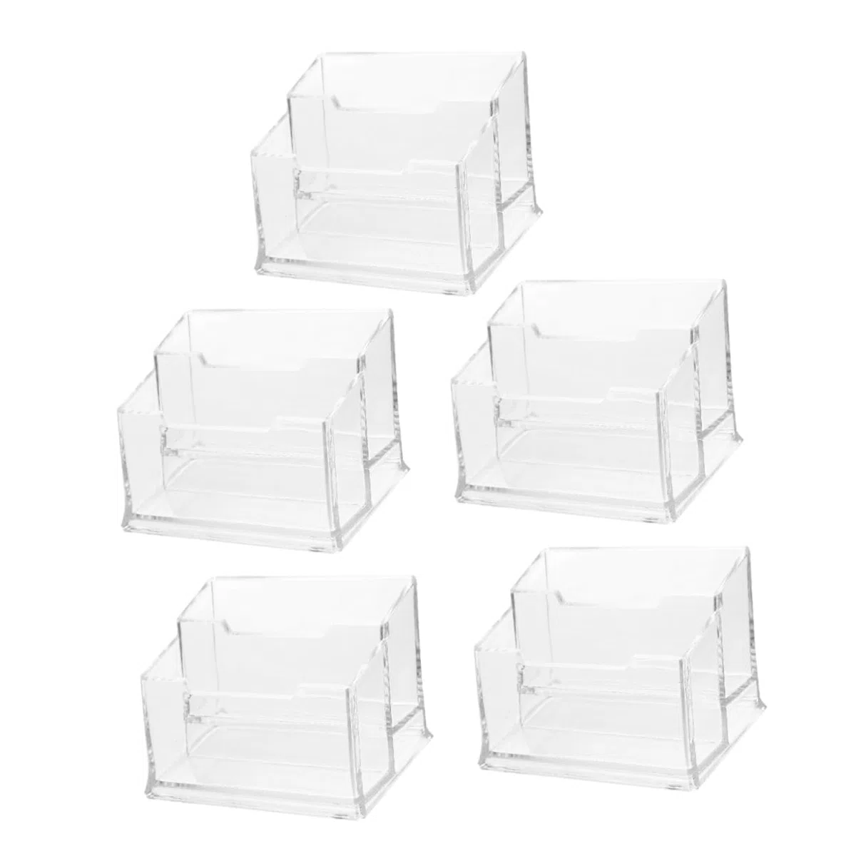 Tarjetero de Escritorio de Plástico Transparente, 5 Piezas | Ligero y Portátil, para Entornos Profesionales y Ferias, Organizador de Tarjetas para Mesa de Oficina