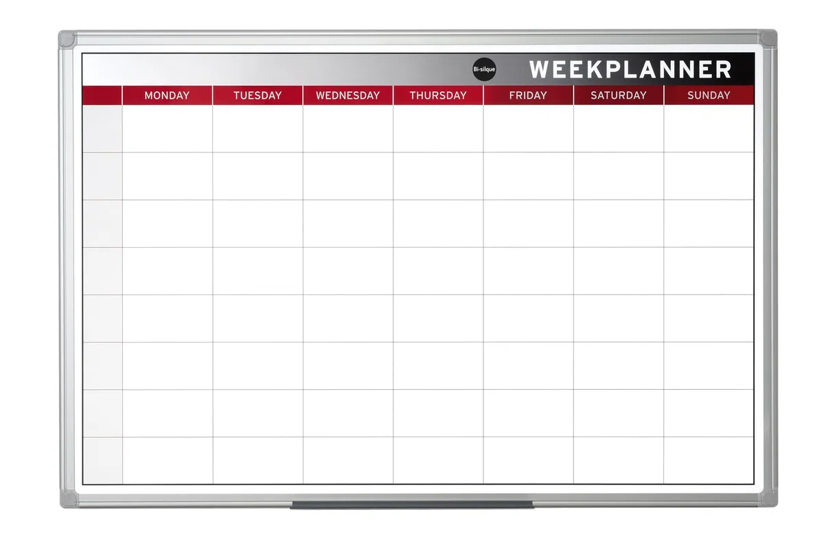 Bi-Office Earth - Planning Semanal, Magnética, Marco de Aluminio, 90 x 60 cm