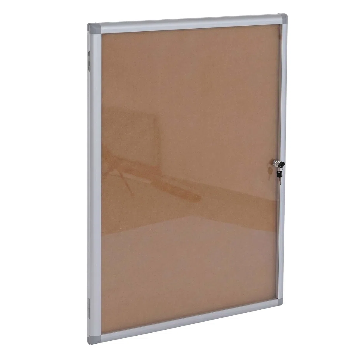 Vitrina HWC-Q51, tablón de notas con superficie de corcho, aluminio con cerradura, incluye accesorios, 95 x 68 x 7 cm
