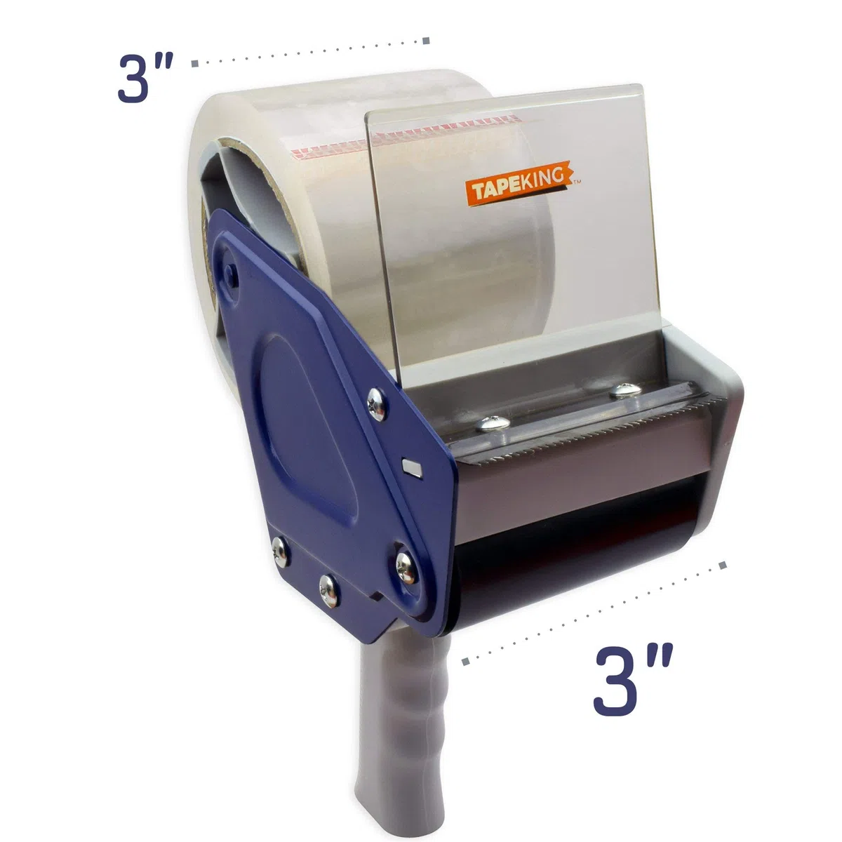 Tape King TX300 Pistola dispensadora de cinta de embalaje de 3 pulgadas de ancho, más 1 rollo de cinta de embalaje, carga lateral, pistola industrial ergonómica ligera de 3 pulgadas para envío,