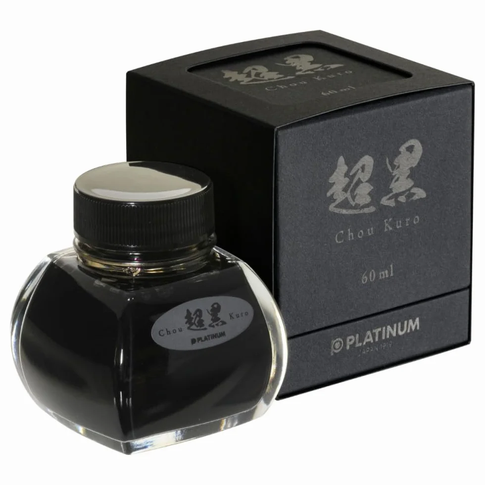 PLATINUM, botella de tinta - negro carbón CHOU Kuro (60 ml).