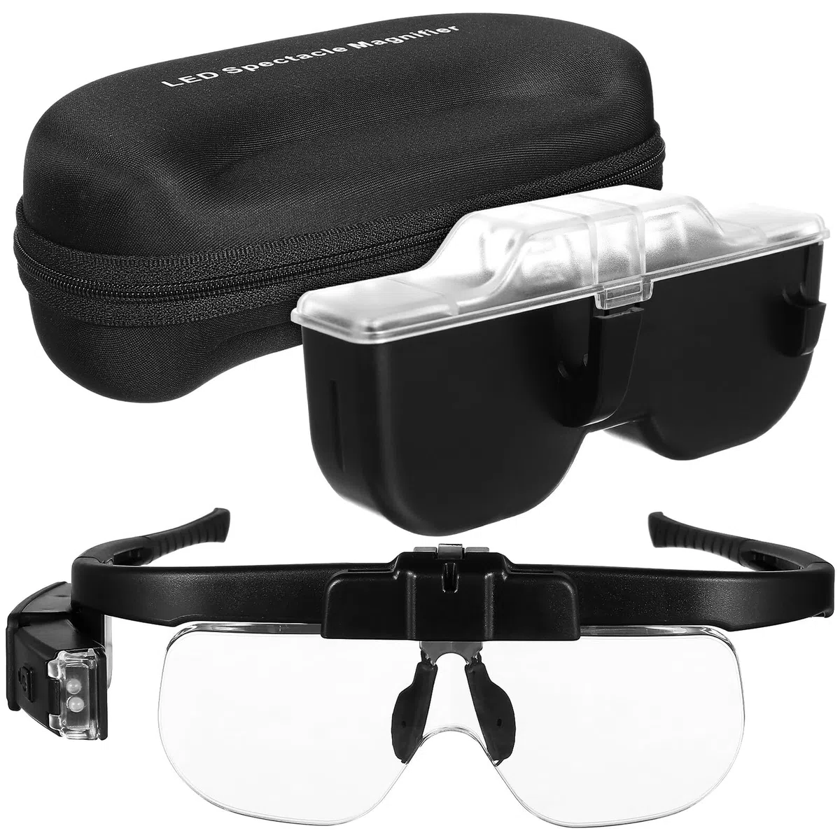 DOITOOL Lupa de Cabeza con Luz LED Recargable Gafas de Aumento Manos Libres Ergonómicas para Lectura Manualidades Reparación Electrónica