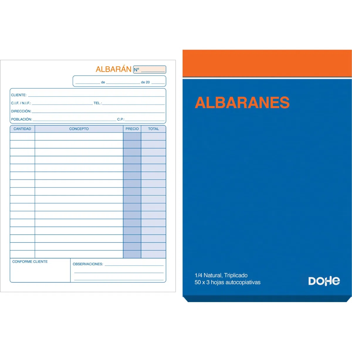 Dohe - Talonarios Albaranes 3 Copias (10 uds.) - Hoja Original y 2 Copias, 150 Hojas por Talonario, Tamaño A5 (14x21 cm), Documentos de Venta, Albaranes de Entrega, Material de Oficina