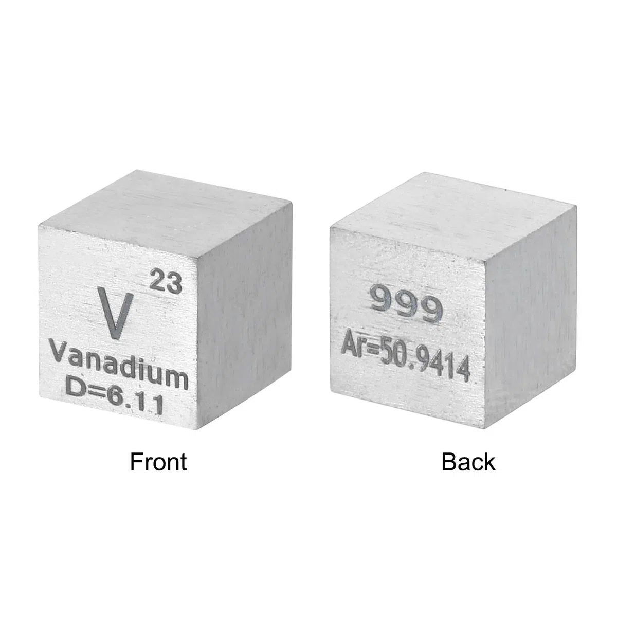 PATIKIL Cubo de Vanadio, Cubo de Densidad V de 10 mm Cubo de Elemento de Alta Densidad Cubo de Metal Único Colecciones de la Tabla Periódica de Elementos Experimentos de Laboratorio