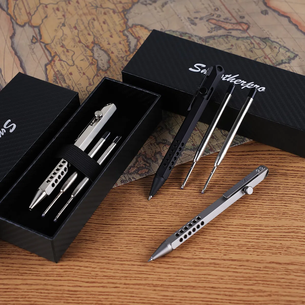 SMOOTHERPRO Bolígrafo de Titanio Hexagonal Bolt Action Hueco Color Negro | Ligero, Duradero, Diseño Ergonómico, Escritura Precisa, para Uso Diario, Profesional, Oficina, Escuela, Regalo Ideal