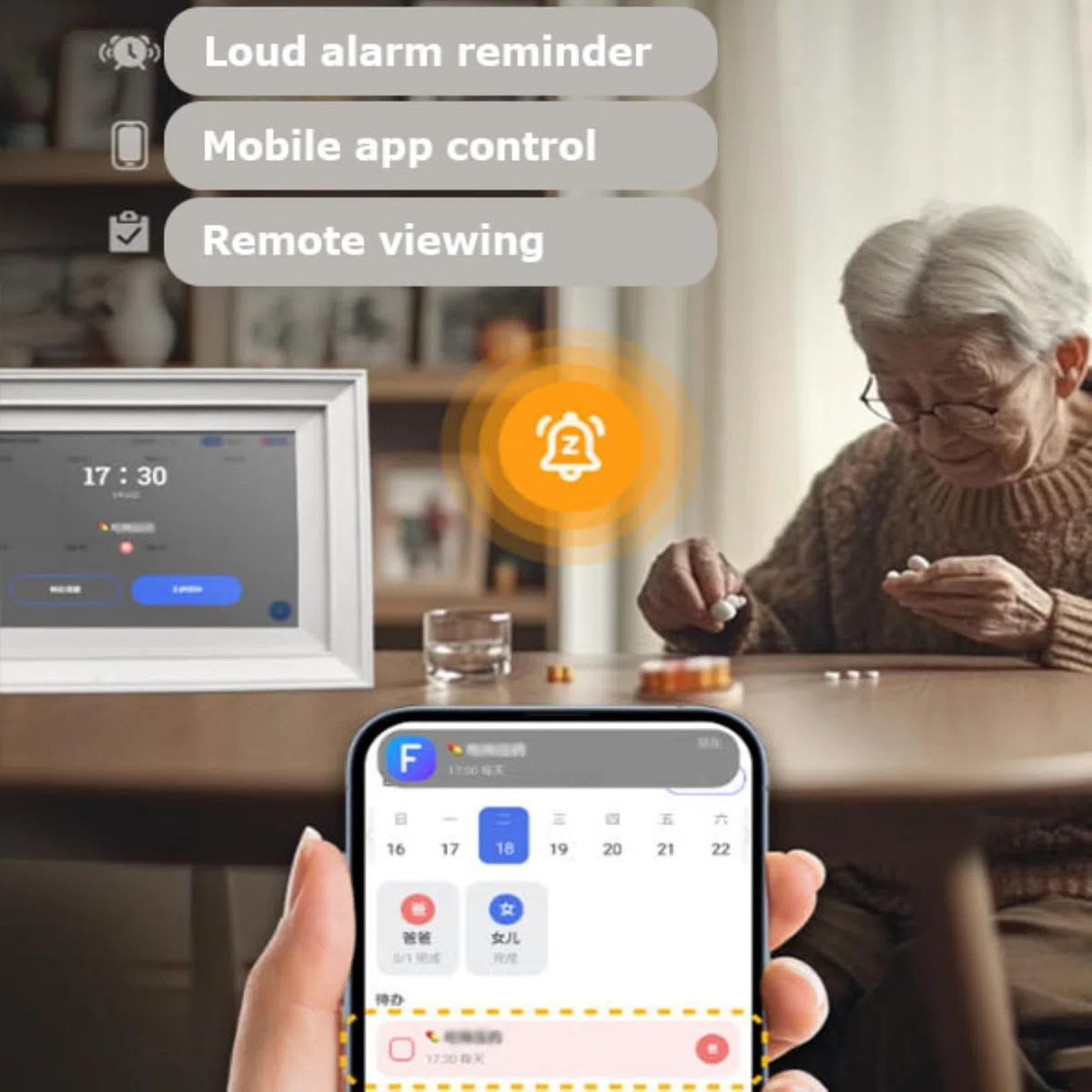 Calendario digital inteligente con pantalla táctil, conectividad WiFi para organización y programación del hogar