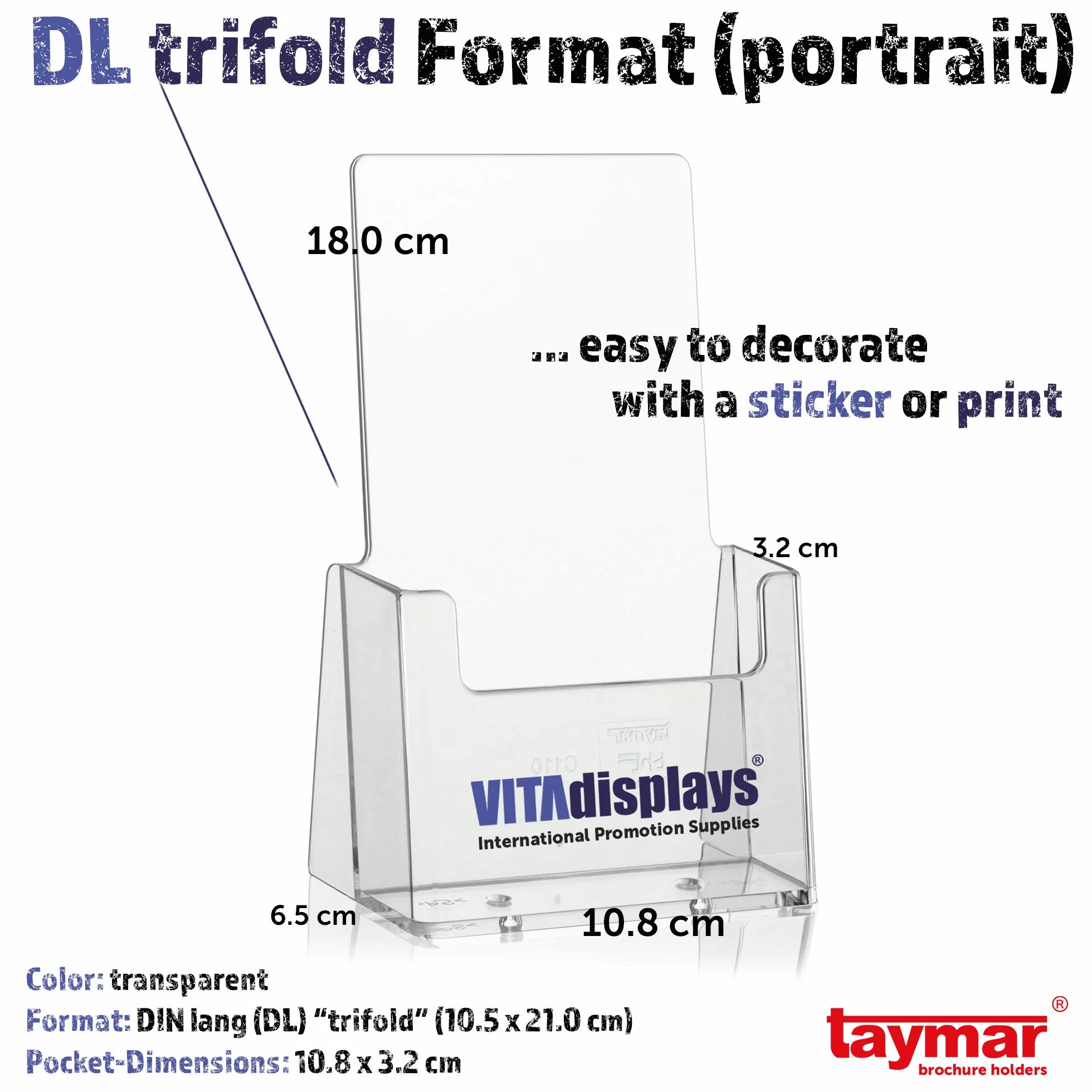 Taymar Soporte para folletos Transparente DIN lang 105x210 mm Paquete de 10