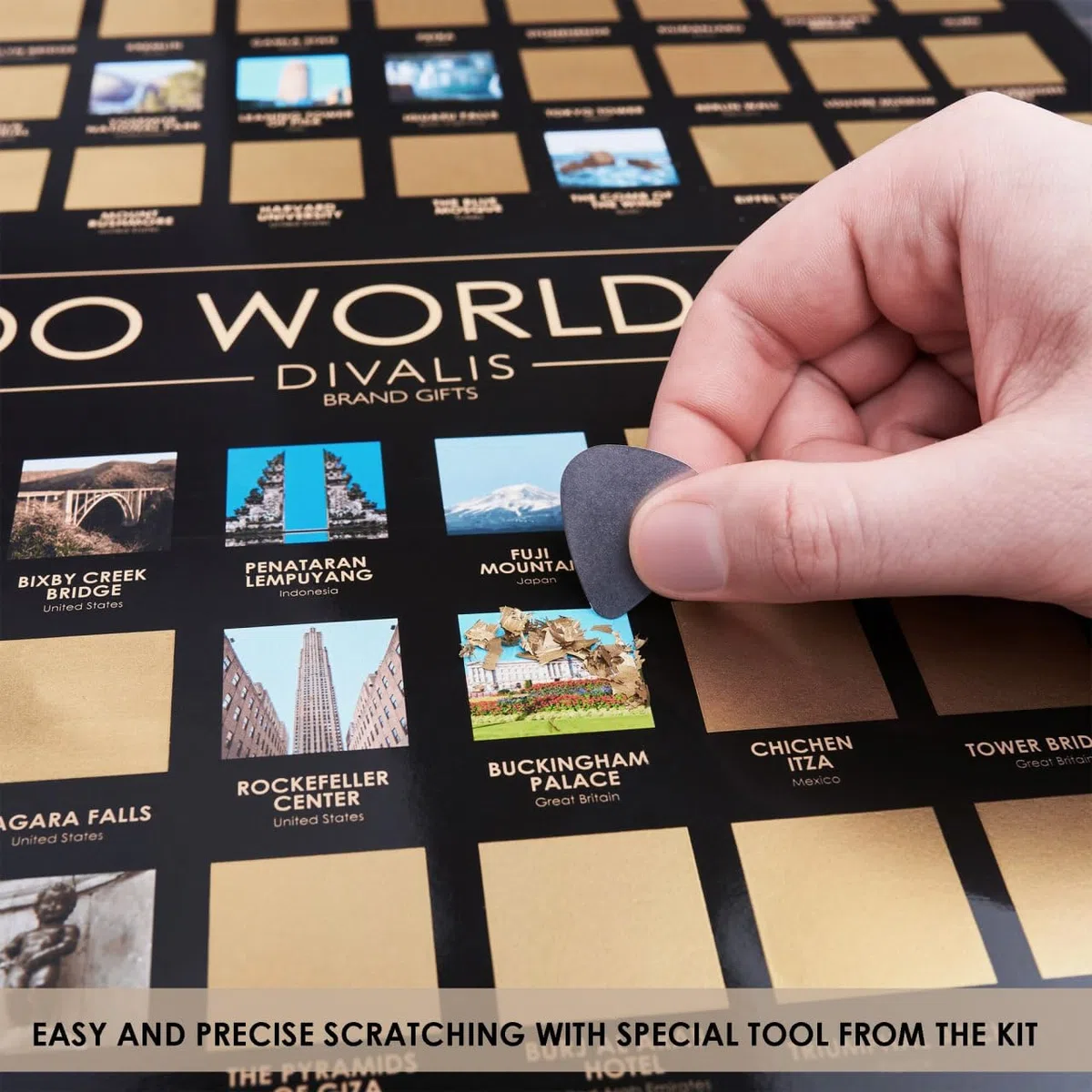 Juego de regalo 2 en 1 – Mapa del mundo para rascar + póster de los 100 lugares para visitar – Paquete de viaje grande para rascar – Mapa de los mejores lugares que he estado para trotamundos – Dos
