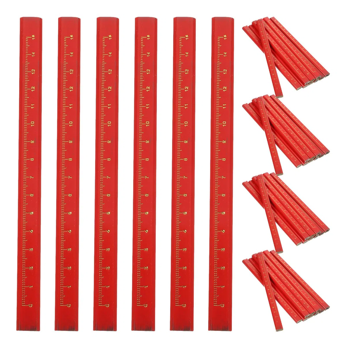 DOITOOL 100 lápices de carpintero - Lápiz de construcción octogonal con núcleo ovalado negro y regla incorporada - Herramienta de marcado de carpintería con diseño antivuelco para carpinteros