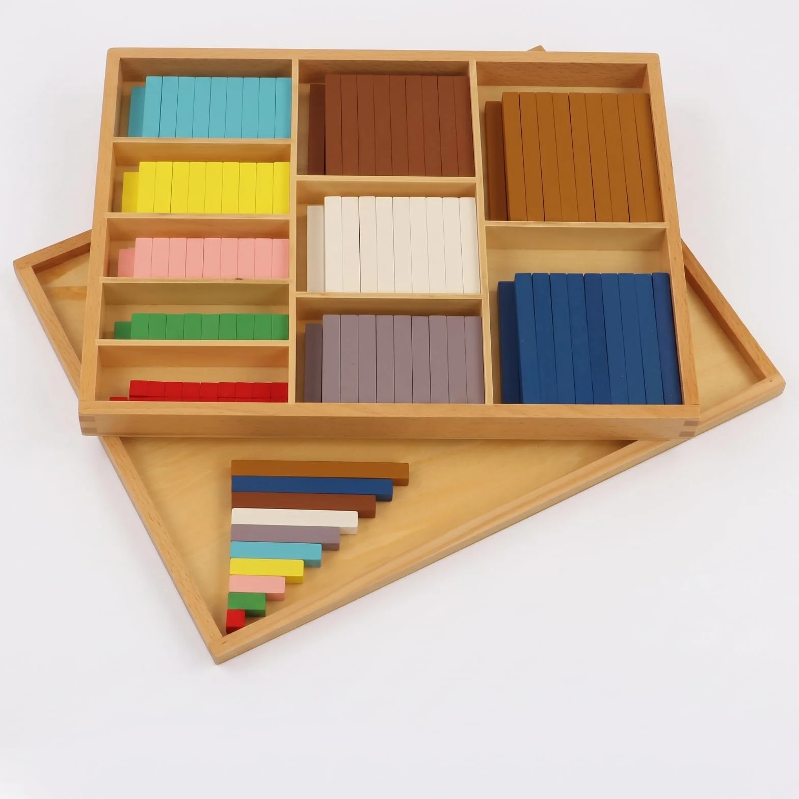Entrenador Matemático para Niños Set Manipulativo Barras Numéricas Regletas Contadores Caja de Ordenación Madera Aprendizaje Temprano de Suma Adecuado para Escuela Jardín de Infancia Hogar