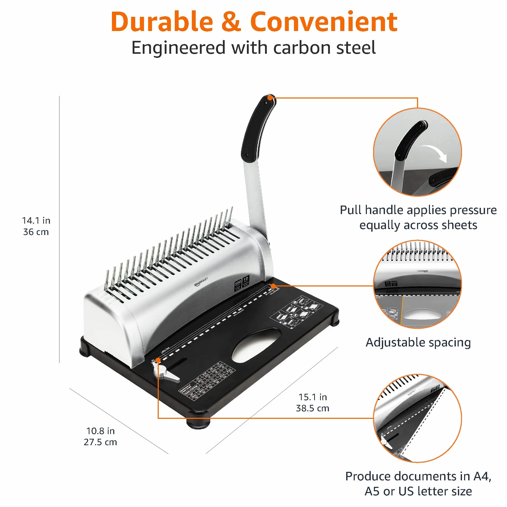 Amazon Basics Encuadernadora de canutillo, Gris