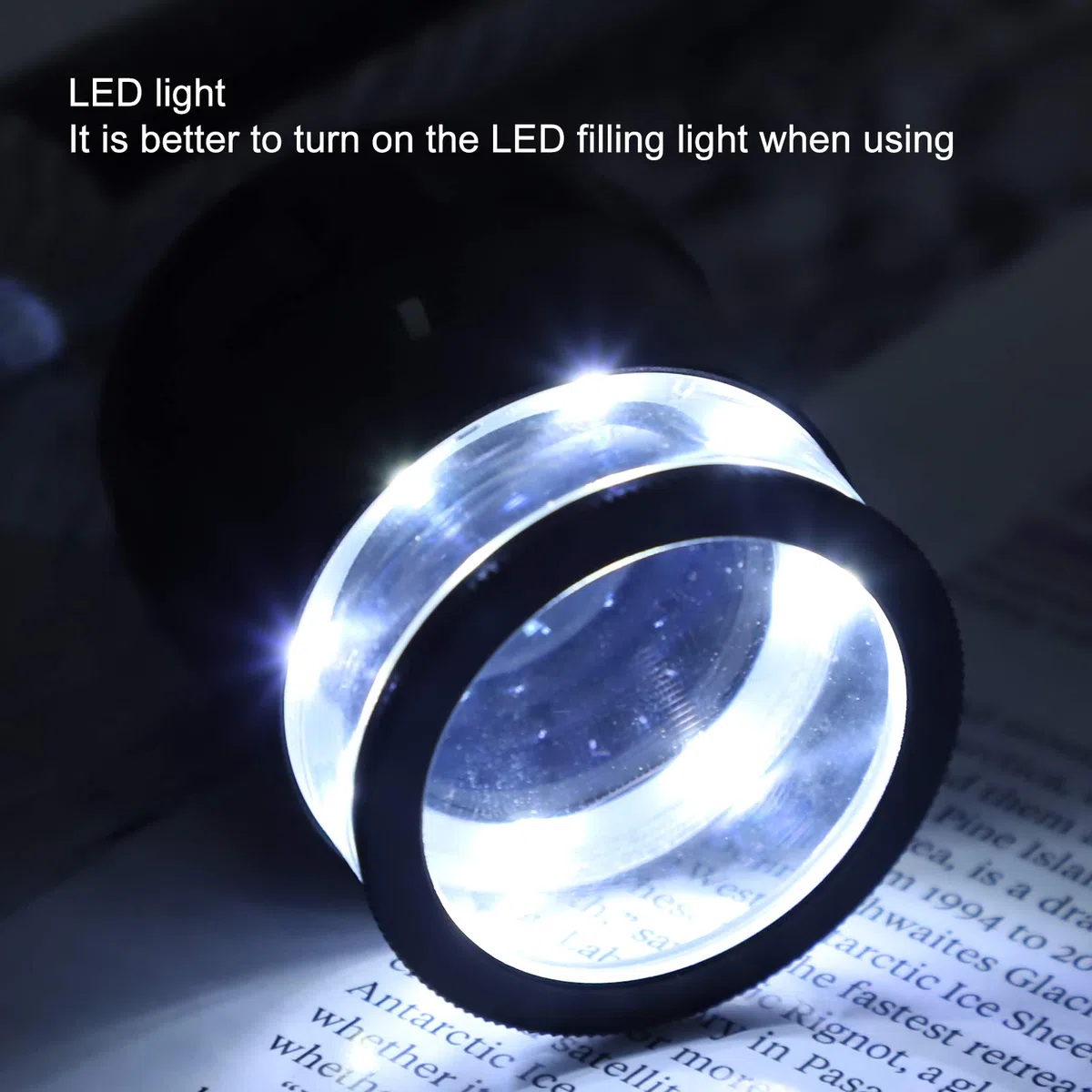 Lupa de Aumento 10X con Escala Ajustable Vidrio óptico de Alta Definición para Aficionados y Profesionales 8LED Iluminados