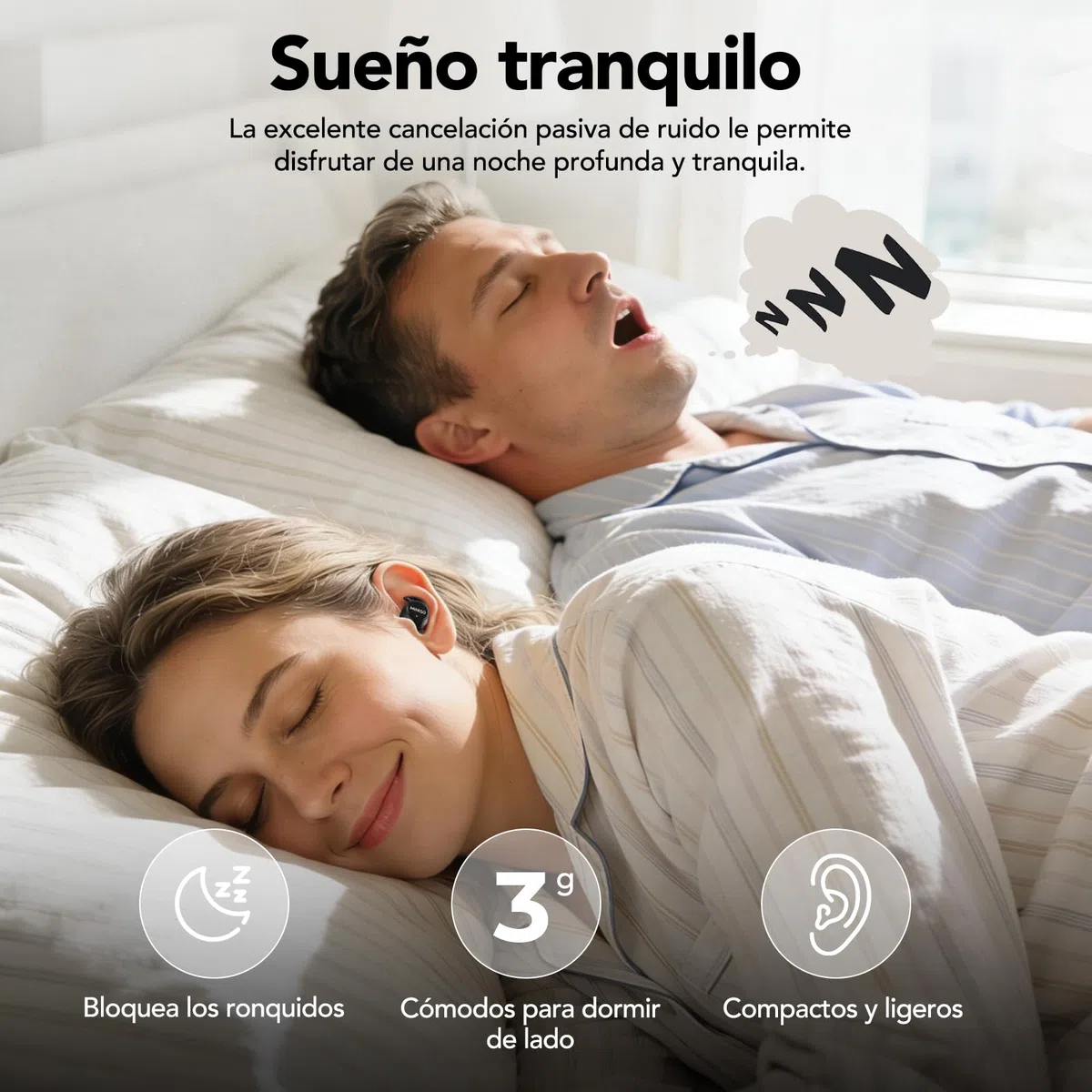MINISO MS217 Auriculares para Dormir, Auriculares Traductor en Tiempo Real | 165 idiomas con APP, Cancelación de Ruido, Bluetooth 6.0 & 48h Autonomía, Almohadillas Suaves para Viajes, Trabajo y Dormir
