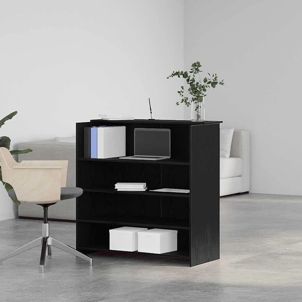 Festnight Mostrador de Recepción, Mueble Recepción Negro, Mostrador de Tienda, Mostrador de Venta, Mueble de Recepción de Oficina, 100 x 50 x 103.5 cm