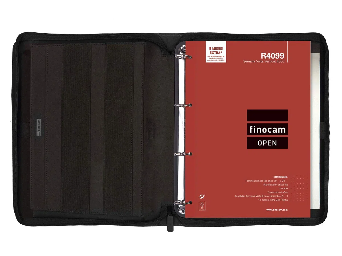 Finocam - Portadocumentos con Agenda 2021 Semana vista vertical JA Focus Marrón Catalán