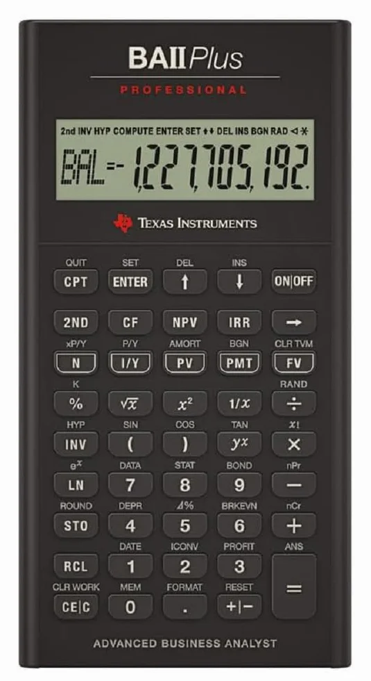 Texas Instruments BA II Plus Professional - Calculadora financiera, Color Negro