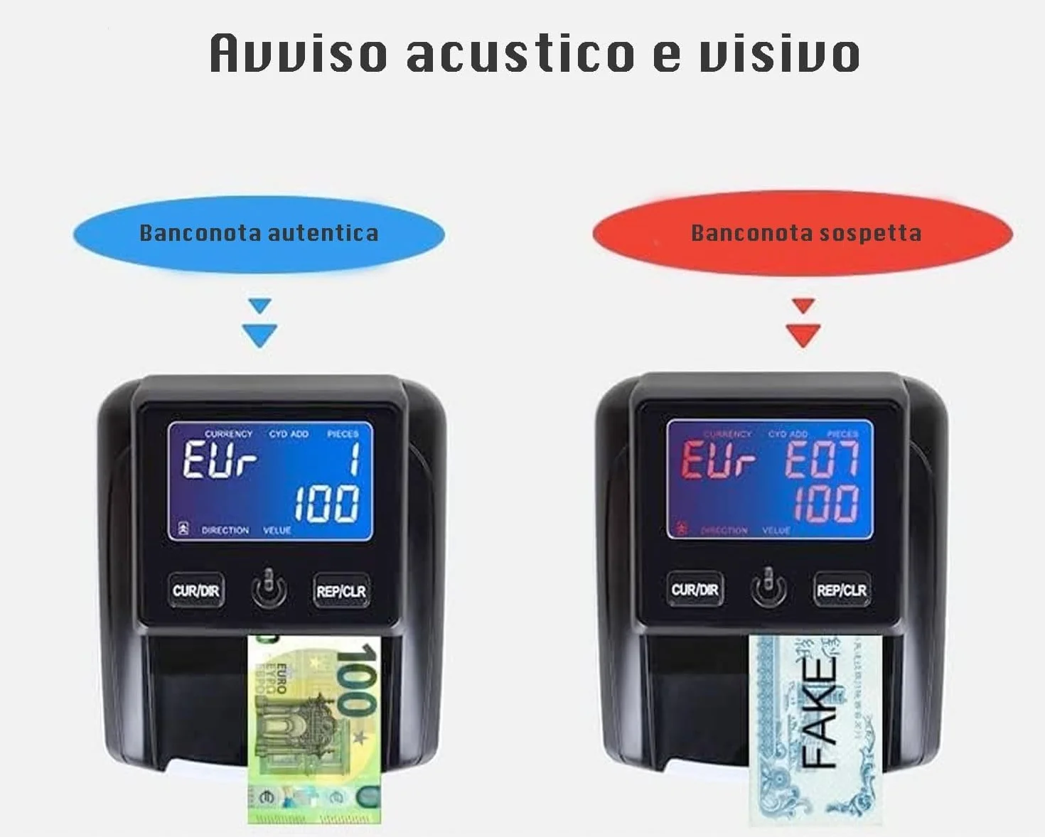 SQUADO Detector de dinero falso verificación billetes falsos EURO con batería recargable