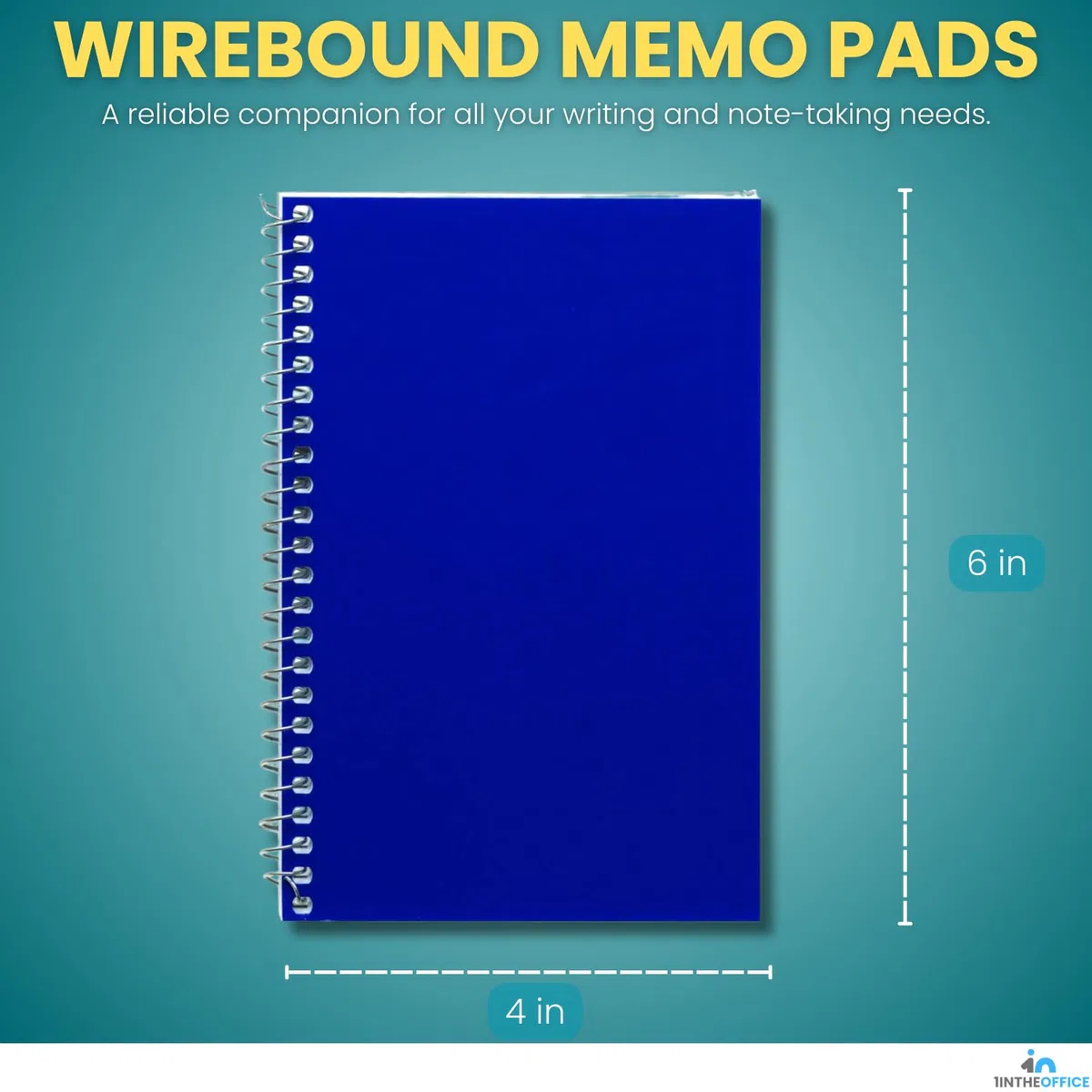 1InTheOffice - Libretas de notas en espiral, bloc de notas de 4 x 6 pulgadas, con rayas universitarias, tamaño pequeño 4 x 6, surtido, 50 hojas/bloc, 15 almohadillas/paquete