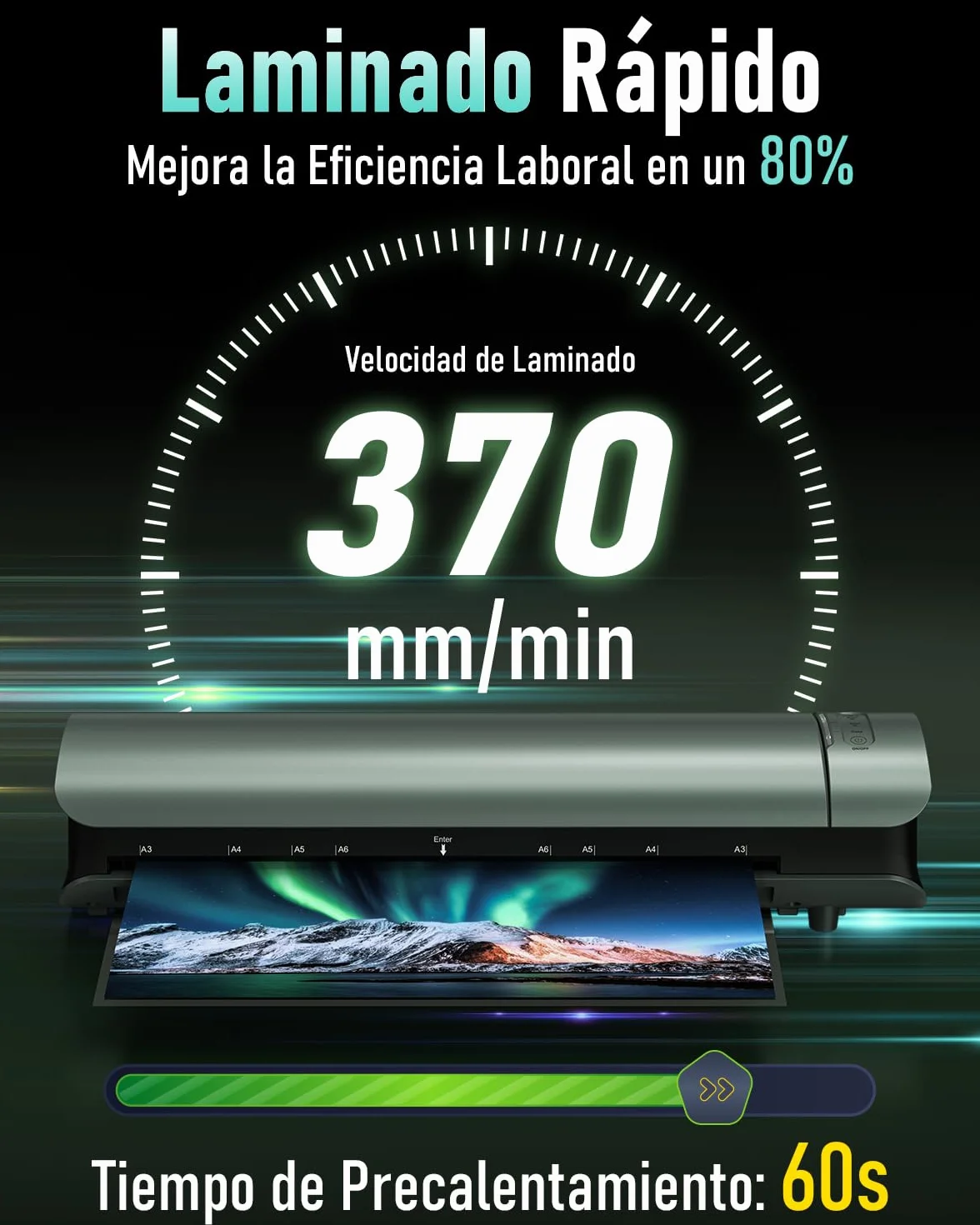 Plastificadora A3 Laminadora 9 en 1 Calentamiento Rápido Frío y Caliente con Guillotina