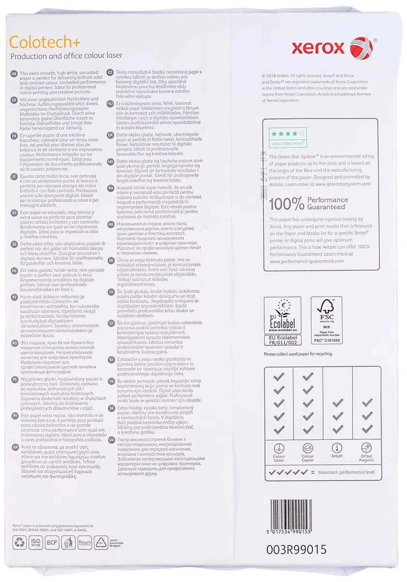 Xerox Colotech+ - Papel A3 de alta calidad, 160 g/m², 250 hojas, color blanco
