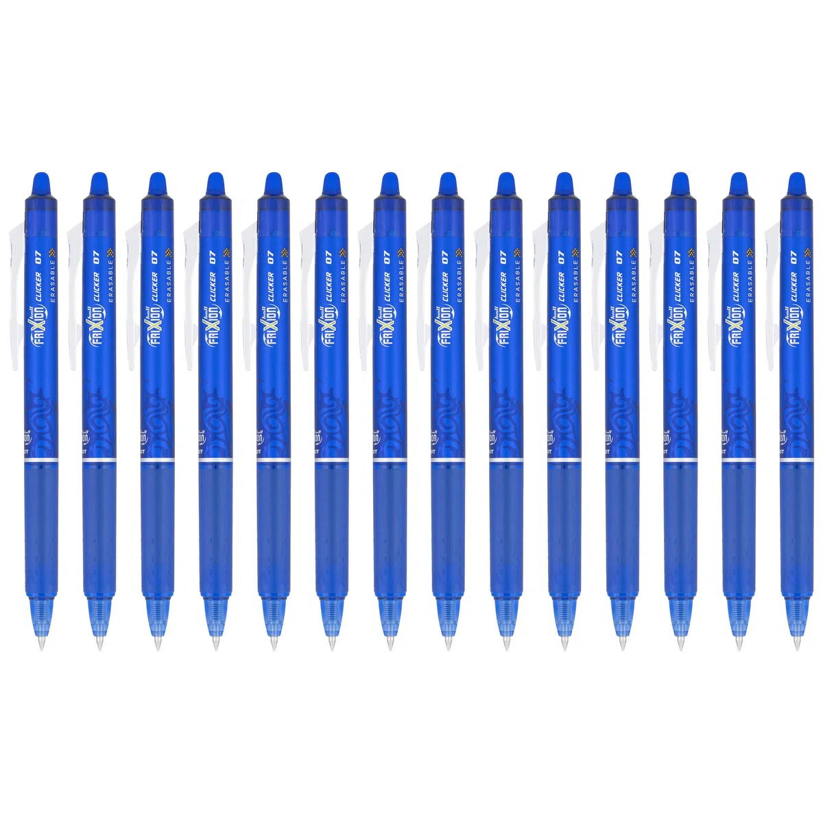Pilot, FriXion Clicker - Bolígrafos de gel borrables, punta fina de 0,7 mm, 14 unidades, color azul