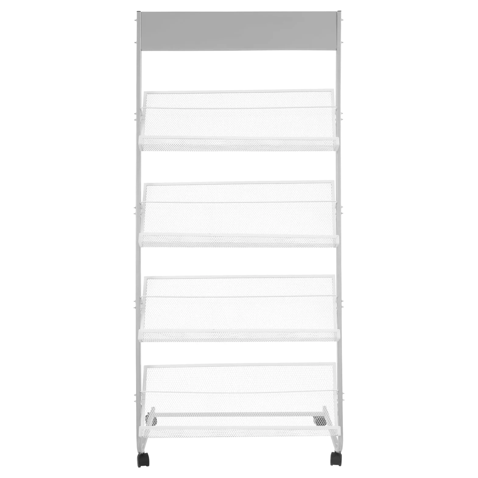Expositor de Revistas de Pie con Ruedas, Soporte para Revistas Suelo Expositor de Pie para Folletos, 63*36*148 Cm, para Estudios, Bibliotecas, Atracciones Turísticas, Centros Comerciales (Plateado)