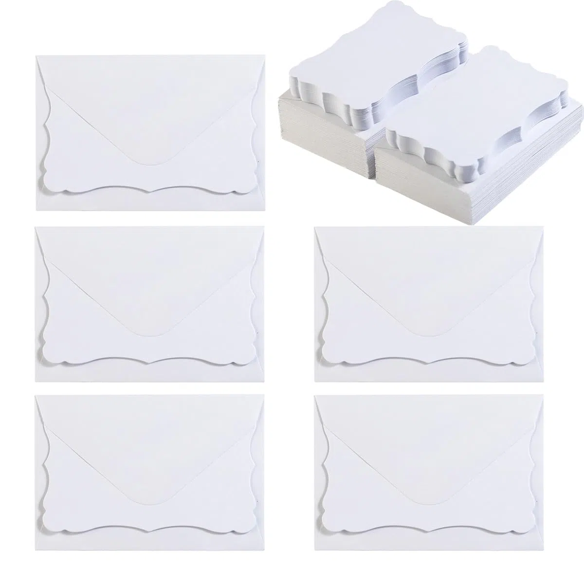 Paquete de 100 mini sobres blancos con tarjetas de notas blancas en blanco, sobres pequeños autoadhesivos para tarjetas de visita pequeñas (4 x 2.7 pulgadas, blanco y blanco)