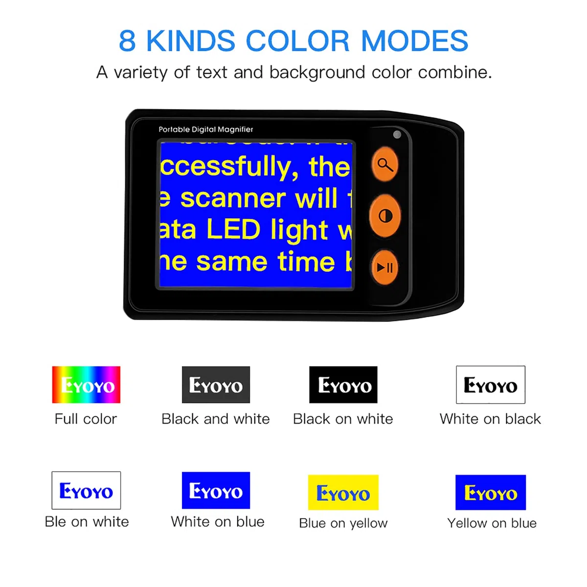 Lupa electrónica de ayuda de lectura con zoom 2X-25X y 8 modos de color, salida AV/TV para baja visión, daltonismo, lectura, escritura, visualización de mapas y libros