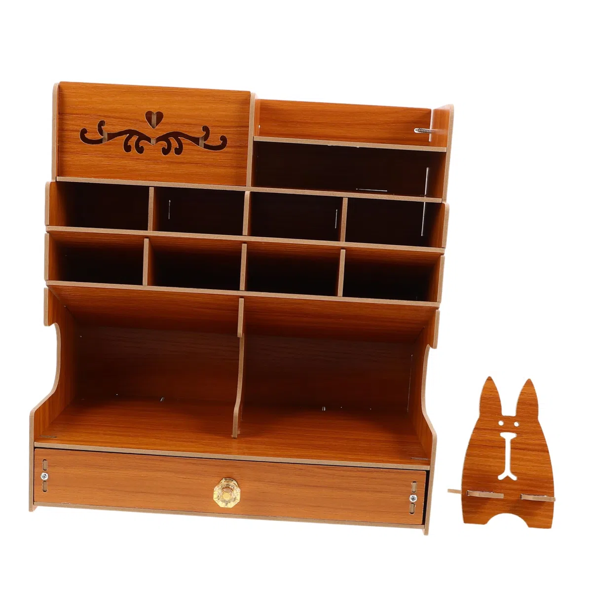 Veemoon Portalápices de Madera de Gran Capacidad con Compartimentos | Base Estable, Diseño Elegante, Organizador de Papelería para Oficina y Hogar, Estructura Multicompartimento