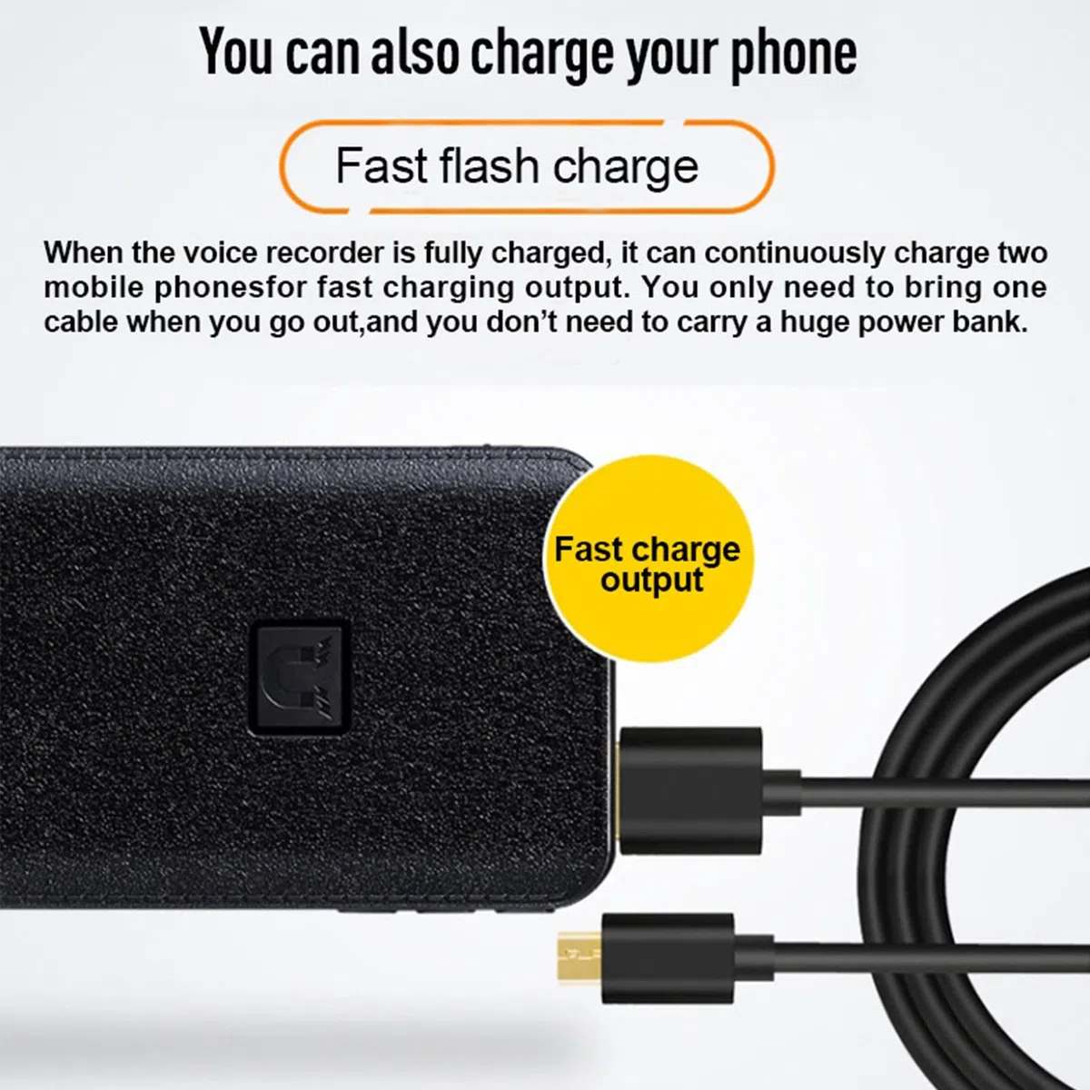 Grabadora de Voz Digital, Grabadora Activada por Voz con Reducción de Ruido Magnético, Mini Grabadora Power Bank, Dispositivo de Grabación de Audio con Reproductor de MP3 para Conf (Inglés Neutro,