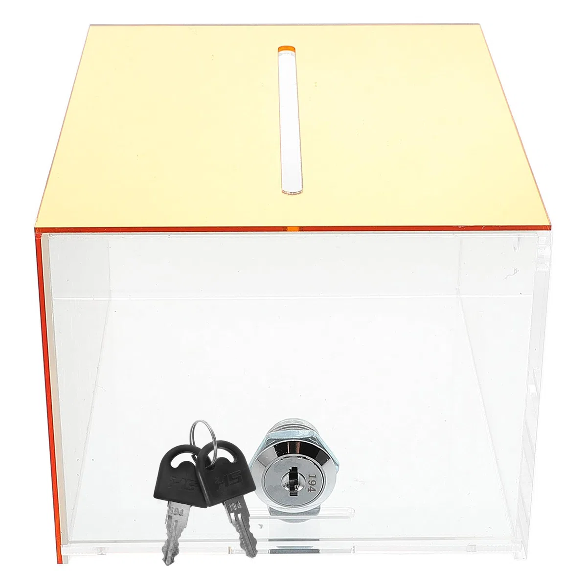 Lurrose Acrílico Caja de Propinas con Cerradura para Bar y Restaurante | Diseño Transparente, Acabado Dorado Elegante, Gran Capacidad, Adecuado para Sugerencias, Rifas y Donaciones