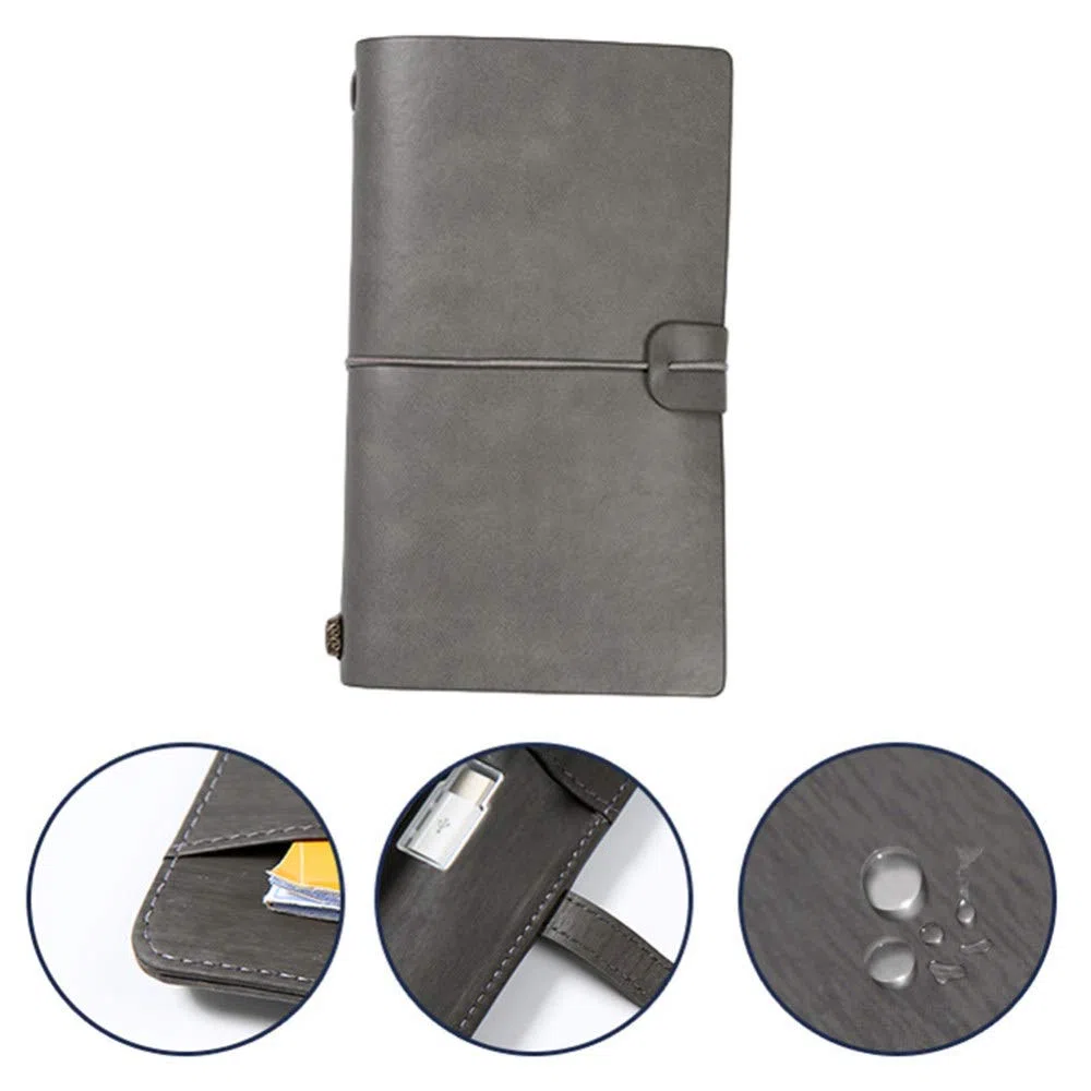 Funda de piel sintética Diario de viajero Diario Cuaderno de hojas sueltas Portalápices Libro de registro Papelería Estudiantes Cuadernos Agenda,S Brown,2pcs