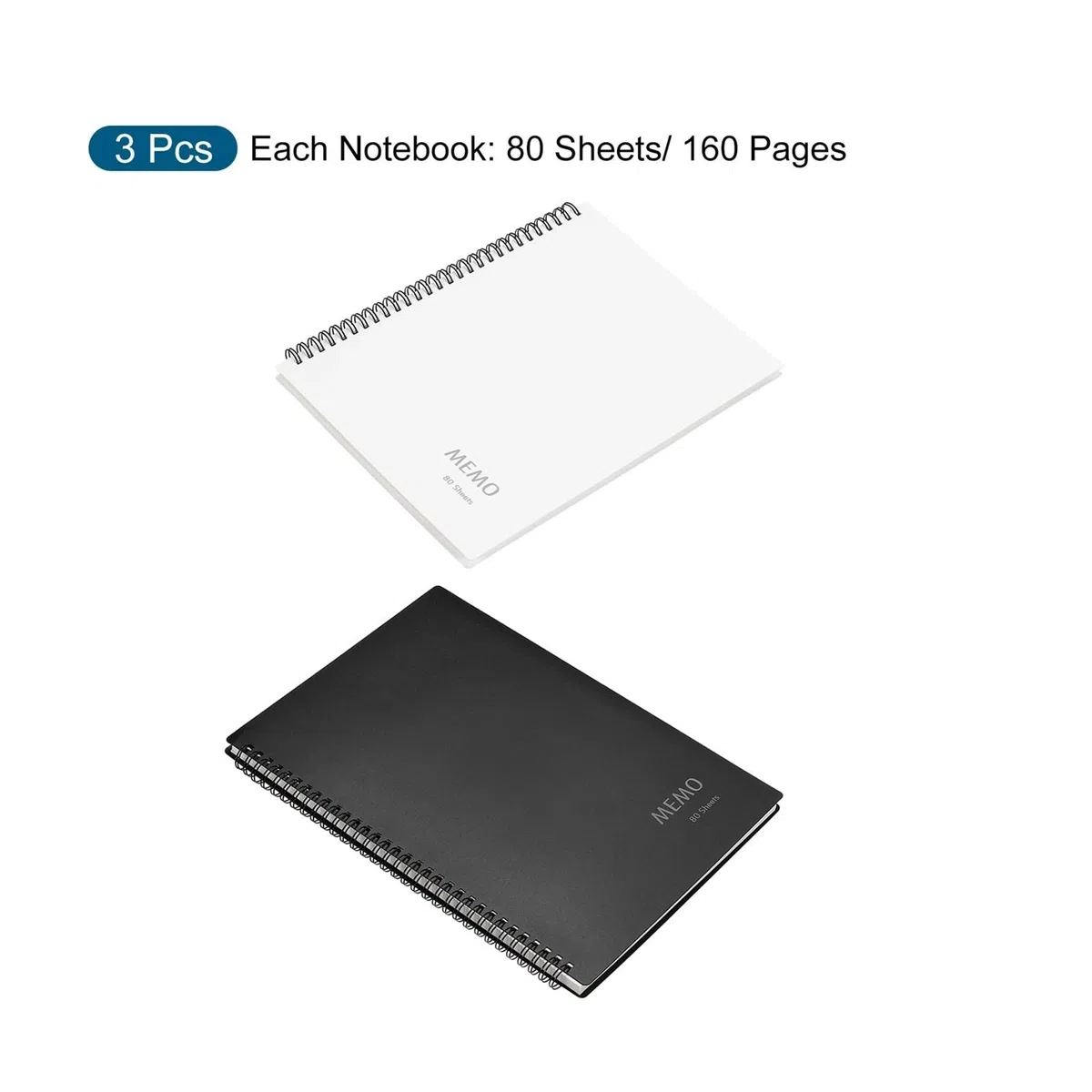 3 cuadernos espirales A4 B5 for oficina, material escolar, de dibujo, bocetos, cuadrícula líneas, planificador páginas, diario, bloc notas, tapa dura Para casa y oficina(297x213mm Grid Black)