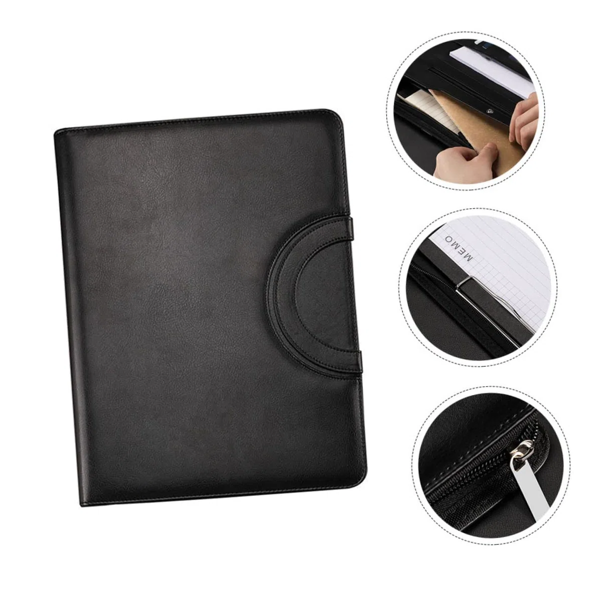 DOITOOL Carpeta de Portafolios de Negocios en Pu con Cremallera y Compartimentos Múltiples para Documentos y Cuaderno A4