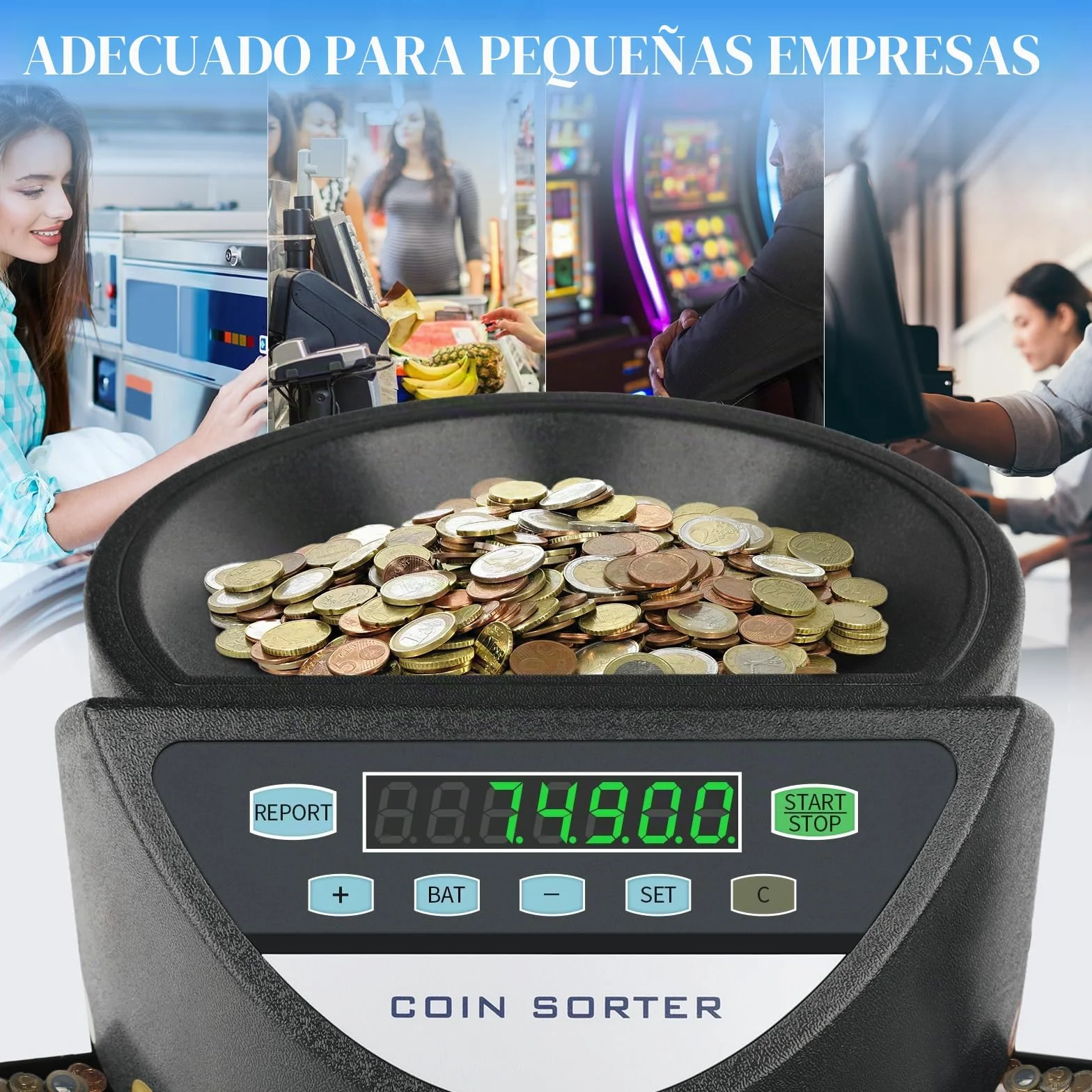 Máquina Contadora de Monedas Clasificador Euro Contador de Dinero