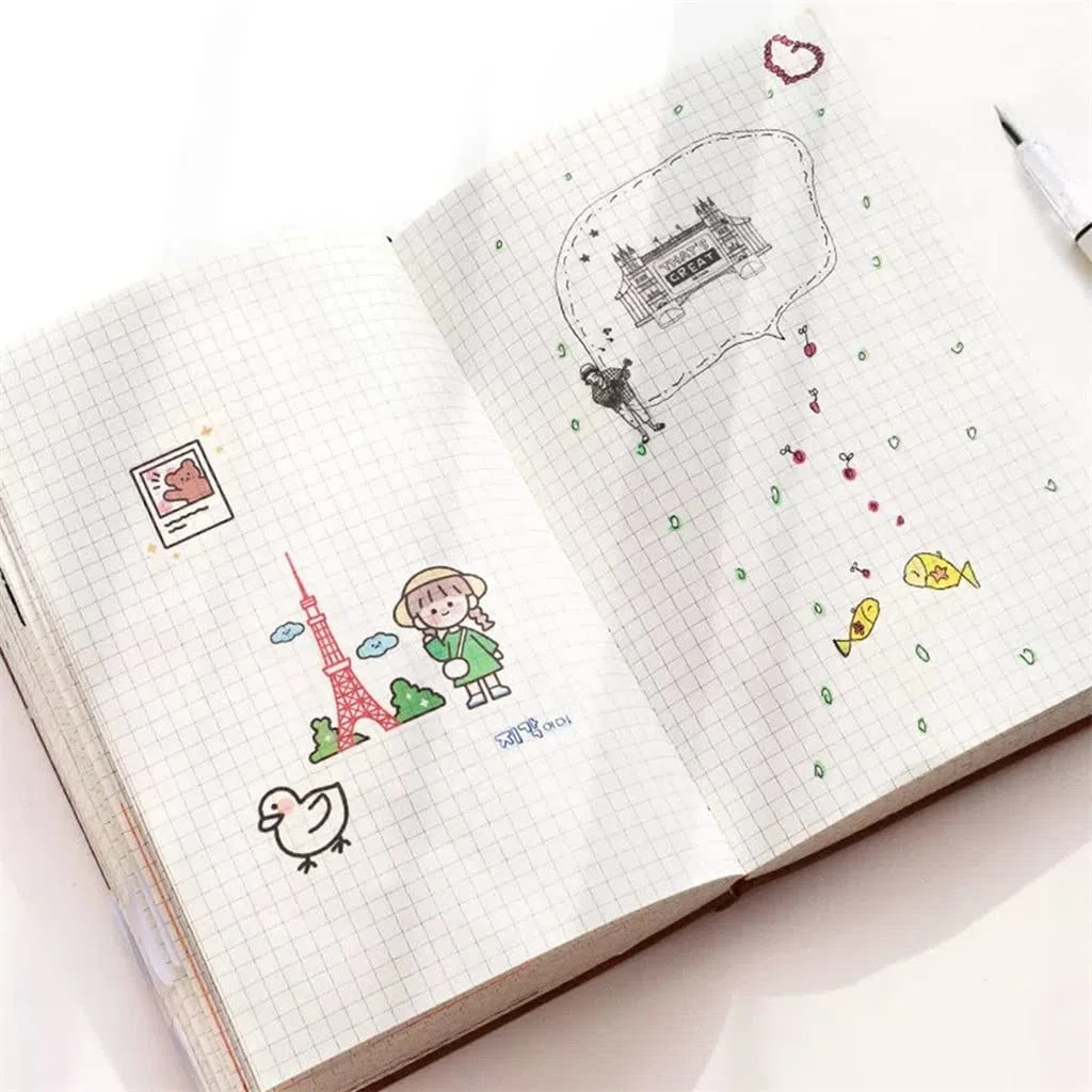 Cuadernos de la cuadrícula Agenda Planificador de Cuaderno Personal Presupuesto Libro de no Bloc de Notas Suministros Escolares de Oficina (Color : A, Size : 15cm x 21cm)