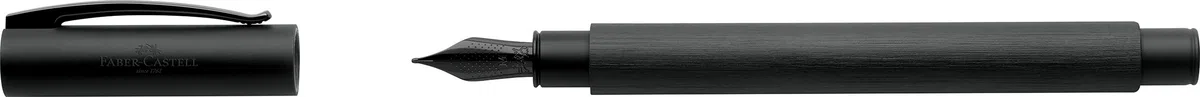 FABER-CASTELL - Pluma estilográfica Ambition All Black, plumín F | Pluma estilográfica negra con plumín de acero inoxidable, cartuchos y convertidor, incluye estuche de regalo