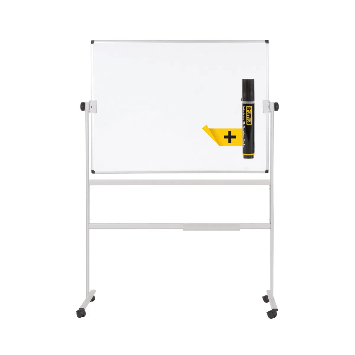 Bi-Office Pizarra Blanca Móvil,105x75cm, superficie doble cara de acero lacado, estructura de acero