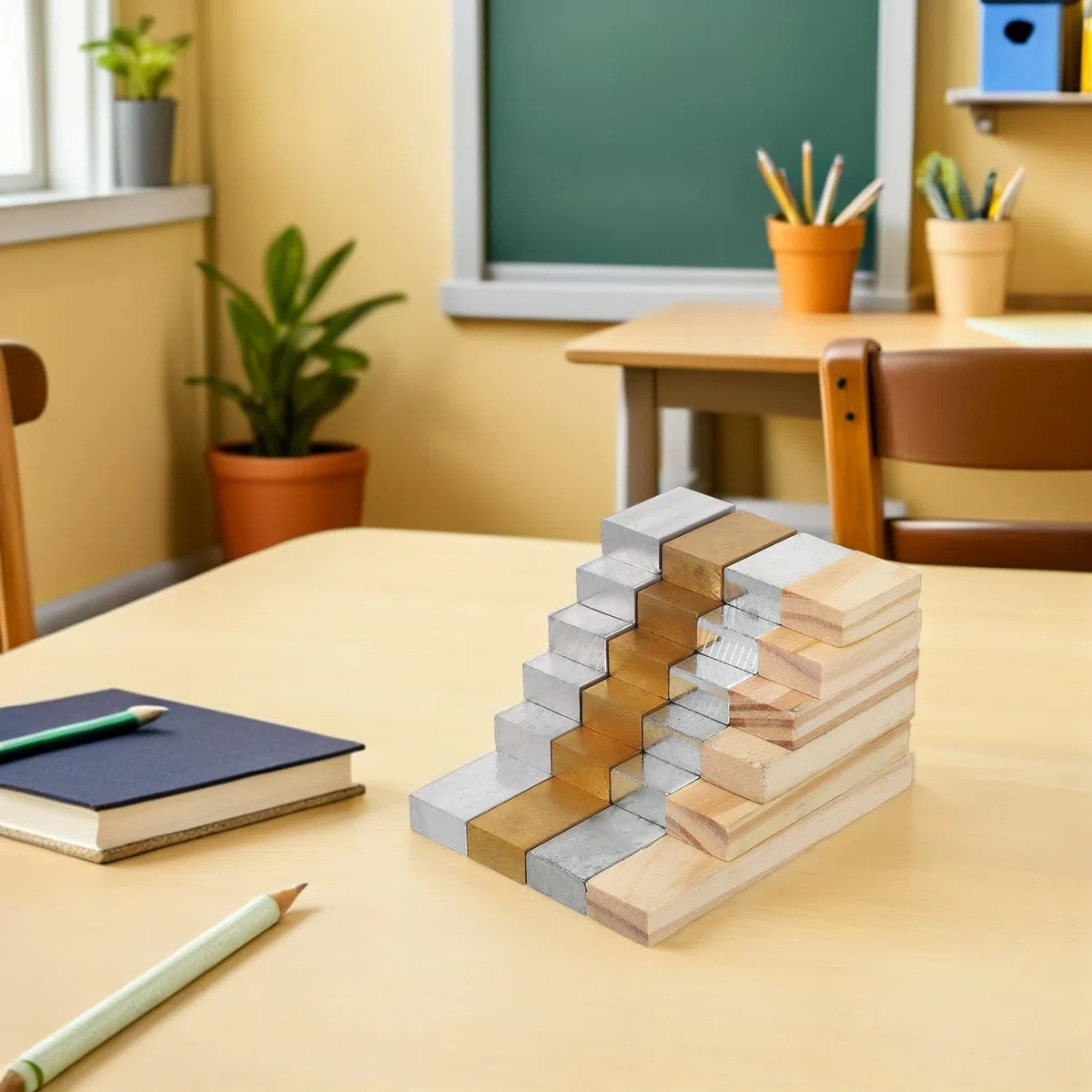 Mikinona 24 Piezas Bloque de Densidad de Material Rectangular para Experimentos de Física Kit de Bloques de Densidad para Laboratorios Escolares Multimaterial para Enseñanza de Ciencias