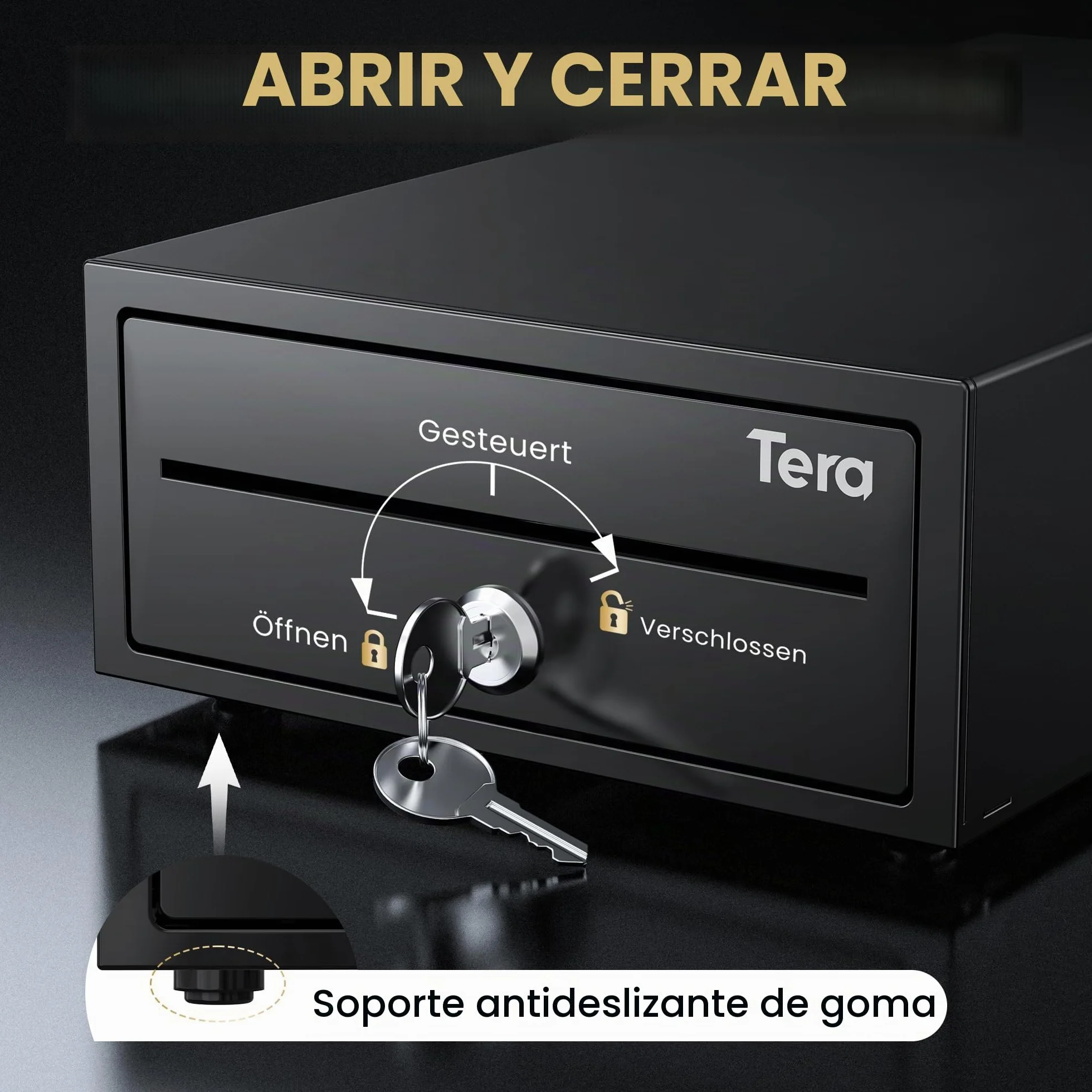 Tera Cajón Portamonedas Ajustable : 20,8 × 30 × 9,8 cm con 4 Compartimentos Billetes 6–8 Compartimentos Monedas Ranura de Depósito 2 Llaves Conexión RJ12 para Sistema POS Tiendas Supermercados 208