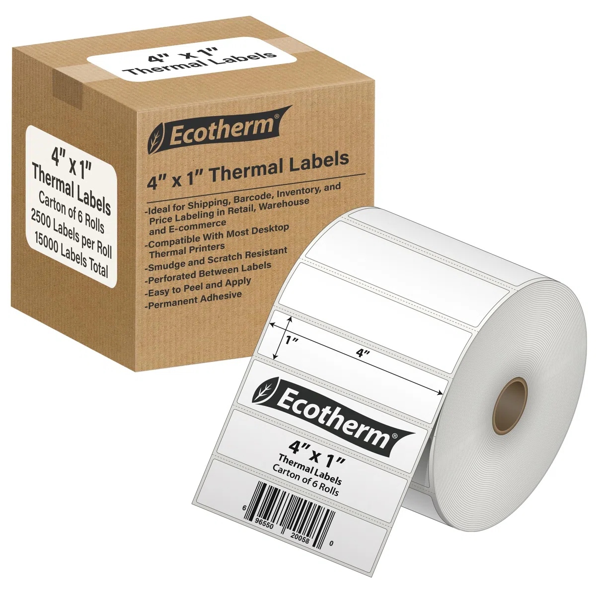 6 rollos de papel térmico directo para Zebra LP2844, GC420, GK420, GX430, ZD220, ZD420, ZD500, ZD620, ZP-500, GT800