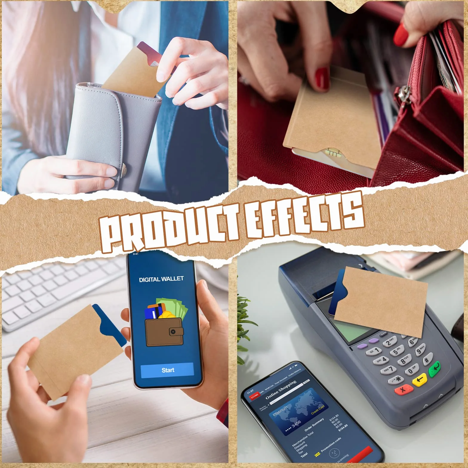 Paquete de 500 fundas para tarjetas de crédito de 2.4 x 3.5 pulgadas, funda para tarjetas de regalo, sobres en blanco para tarjetas de regalo, protector de tarjetas de débito para oficina, tarjetas de