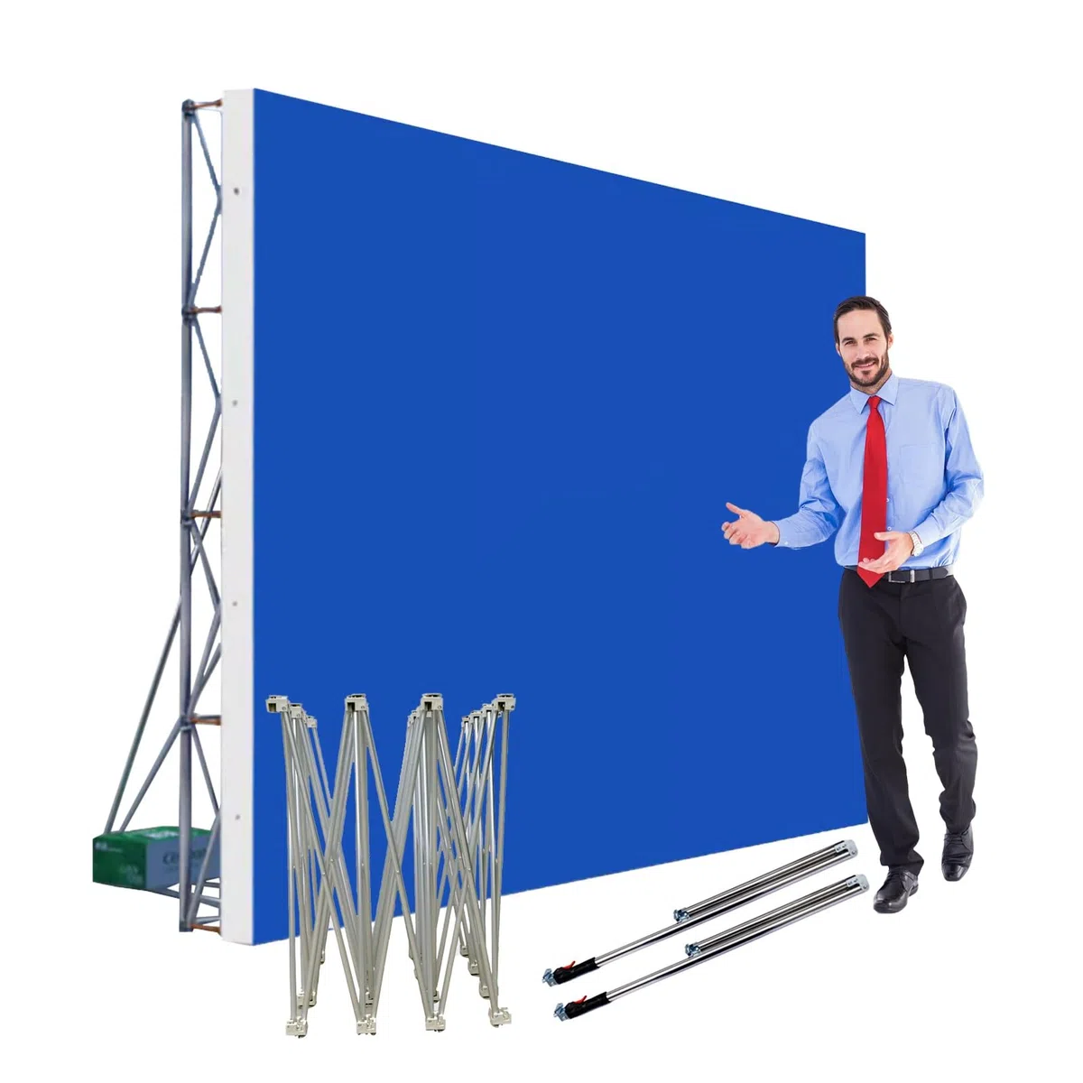 Este Soporte Plegable para ferias comerciales, Estante desplegable portátil de Tela tensada, Soporte para pancartas y Carteles de conferencias con Varilla de Soporte