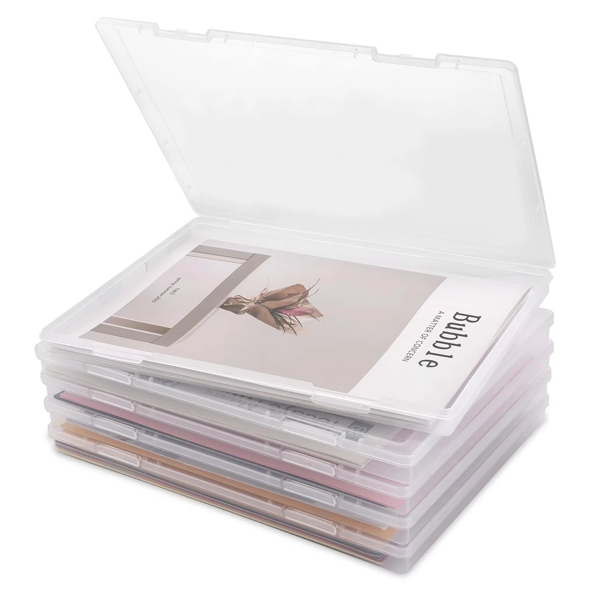 Caja de Archivo A4 Plástico Resistente a Impactos Organizador Transparente 5 Piezas