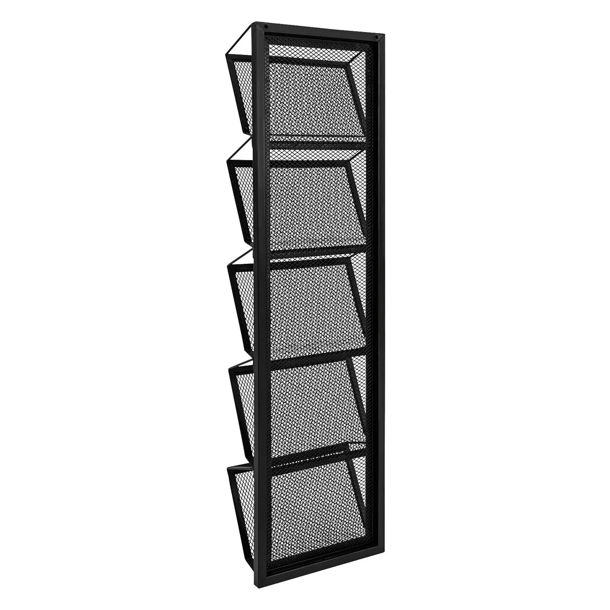 5 compartimentos de metal A4 para revistas de pared, archivos, documentos, organizador de revistas, dispensador de folletos, soporte de malla para archivos de pared, soporte de bolsillo